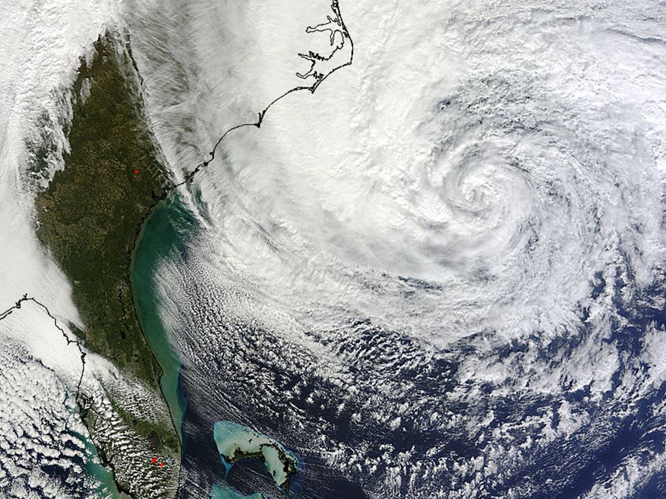 NASA MODIS image of Hurricane Sandy on 10/28/2012