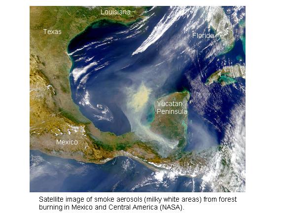 smoke aerosols seen by the NASA MODIS satellite imager