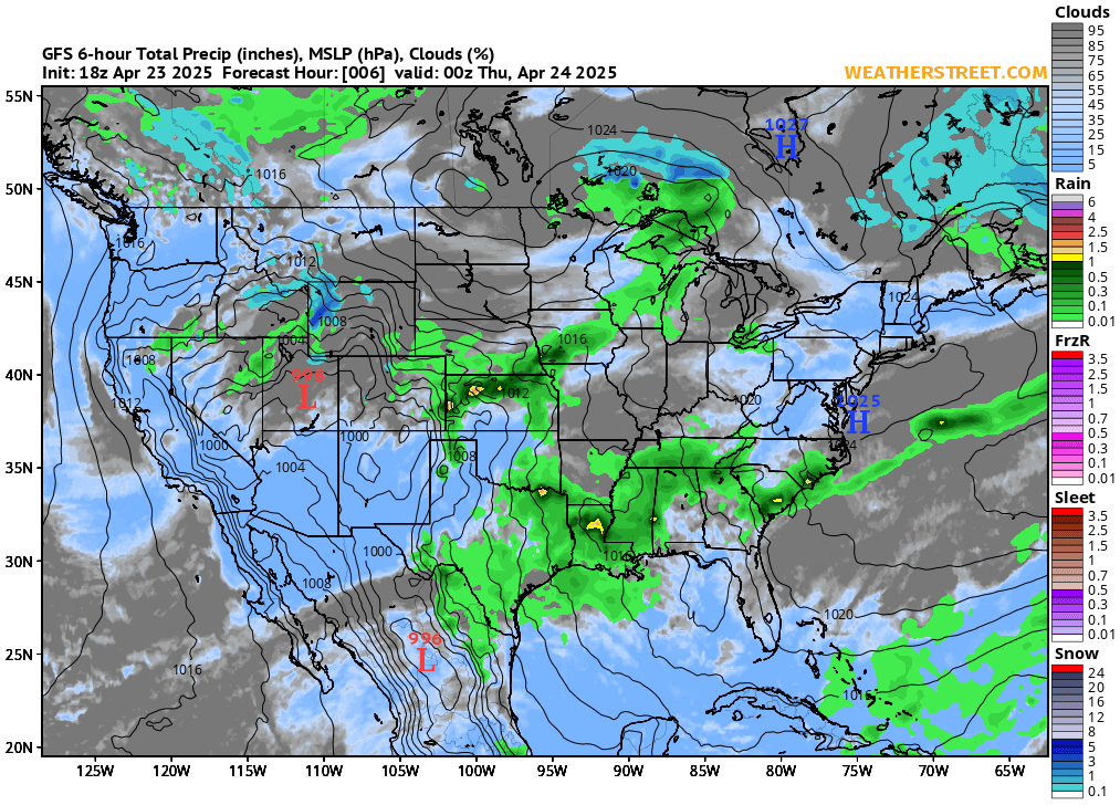 7 day us weather map Weather Street 10 Day Forecasts From The Gfs Model 7 day us weather map